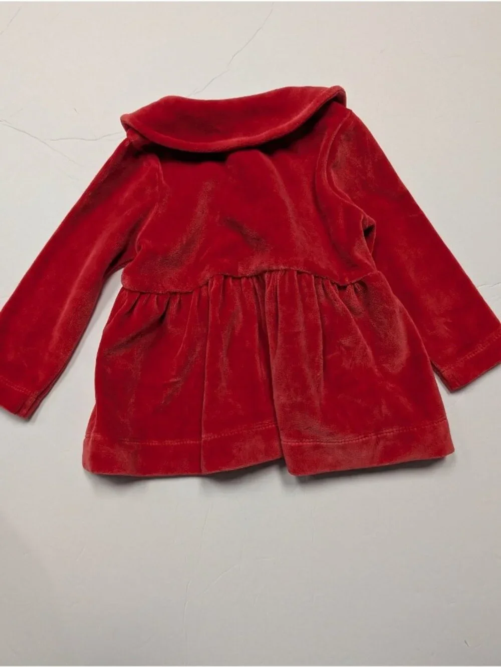 Kate Quinn Organic Cotton Velour Cardinal Red Peter Pan Top Flare Pant Set 12-18